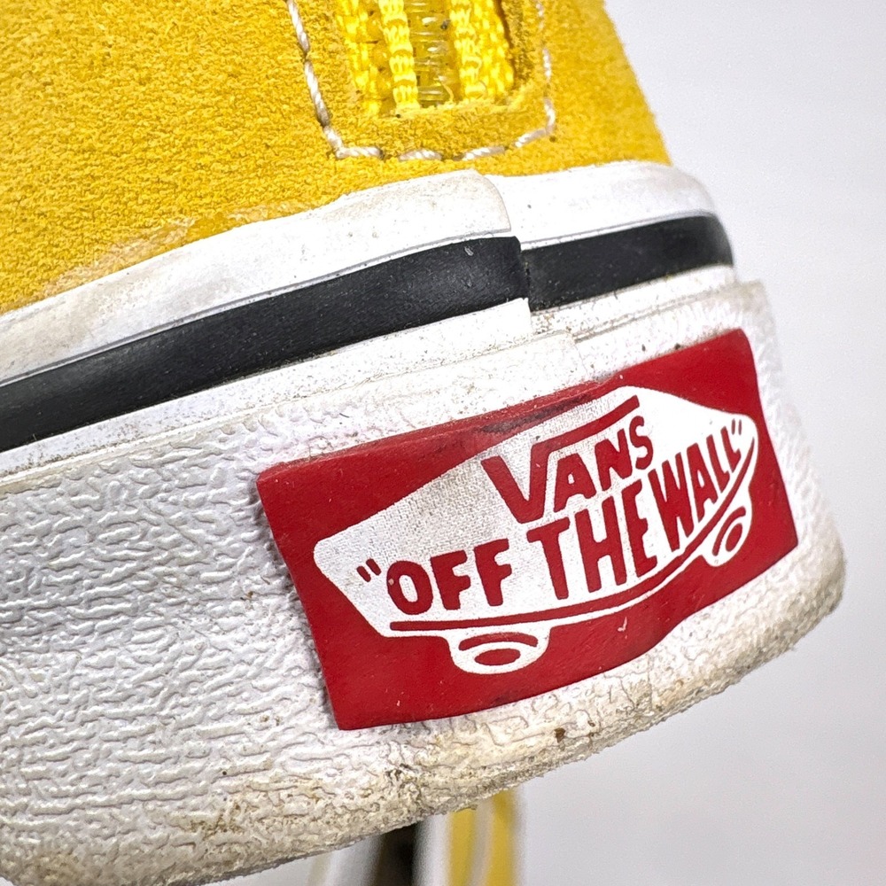 Vans Skate Hi Top Sneaker Shoes Kids Sz 5 Yellow Suede Canvas Lace Up Back Zip - Picture 12 of 16